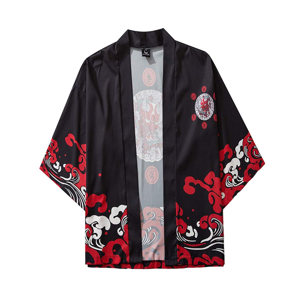 ADMAY Camiseta de hombre de manga corta para correr 2023 y para hombre Tops para mujer de verano Blusas Cloak Kimono Mangas japonesas Cinco Point Jacke Men Camisas Suéter Cuello