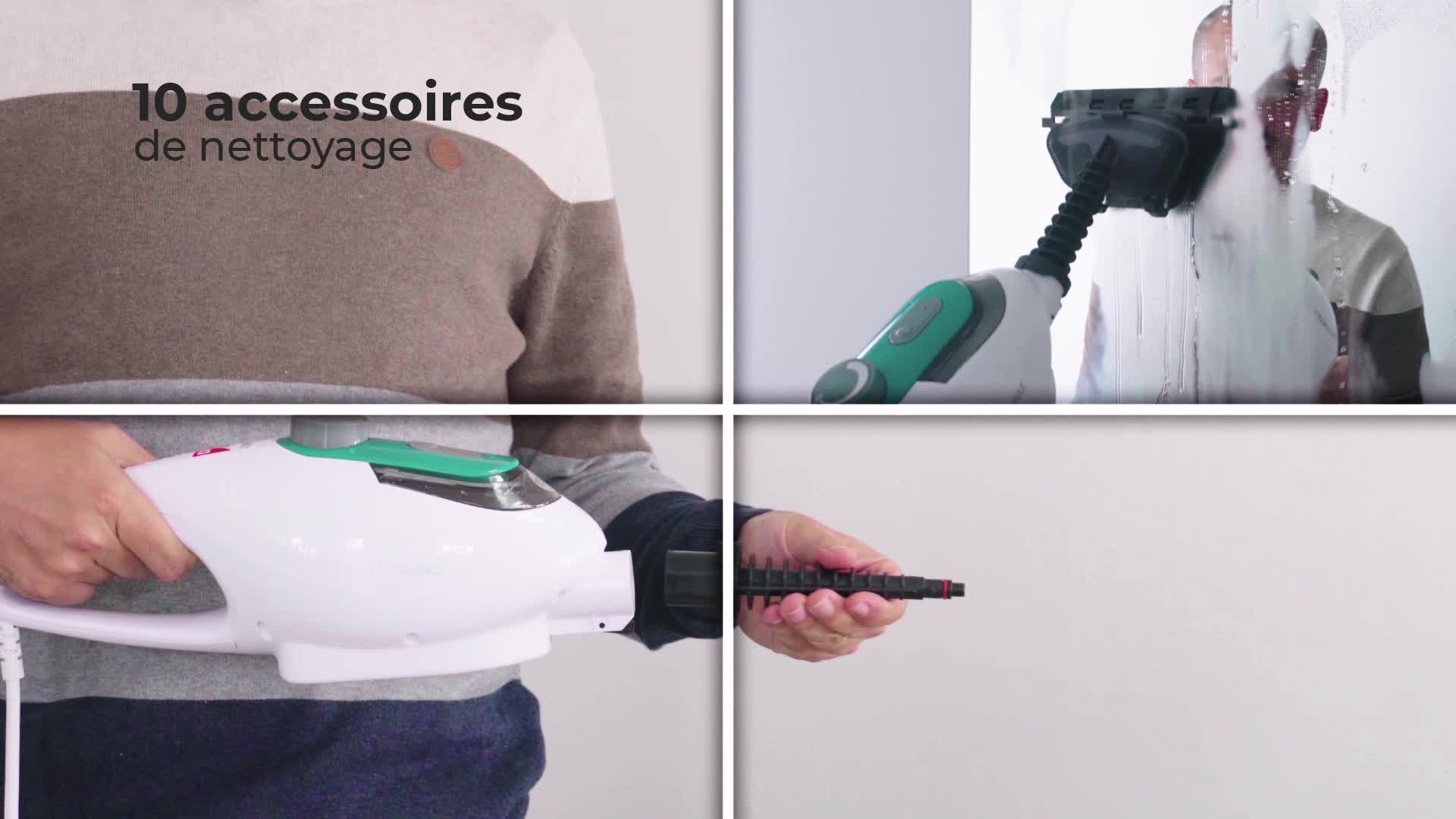 Balai Vapeur,Nettoyeur Vapeur à Main,Elimine Jusqu’à 99.99 % Des Virus