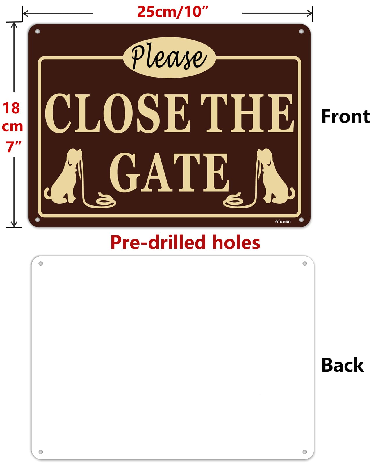 4 Cartelli In Alluminio "Dog In Yard Keep Gate Closed" - Riflettenti 25x9 Cm, Resistenti Intemperie - 2