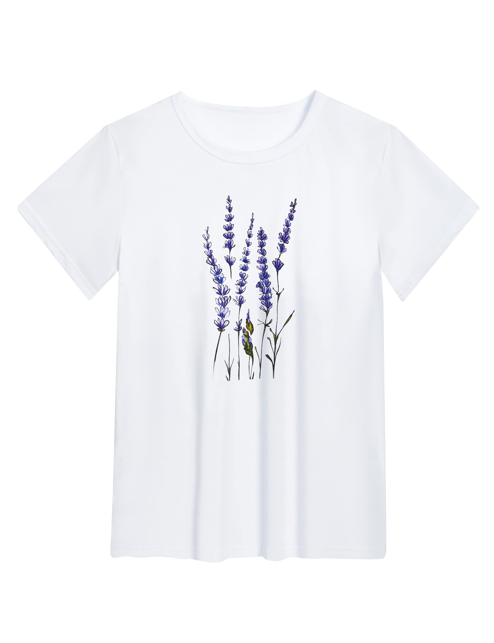 heekpek T Shirt Donna Manica Corta Bianca Cotone Maglietta Manica Corta Donna Casual Girocollo Stampa Estiva Base Tee Bluse