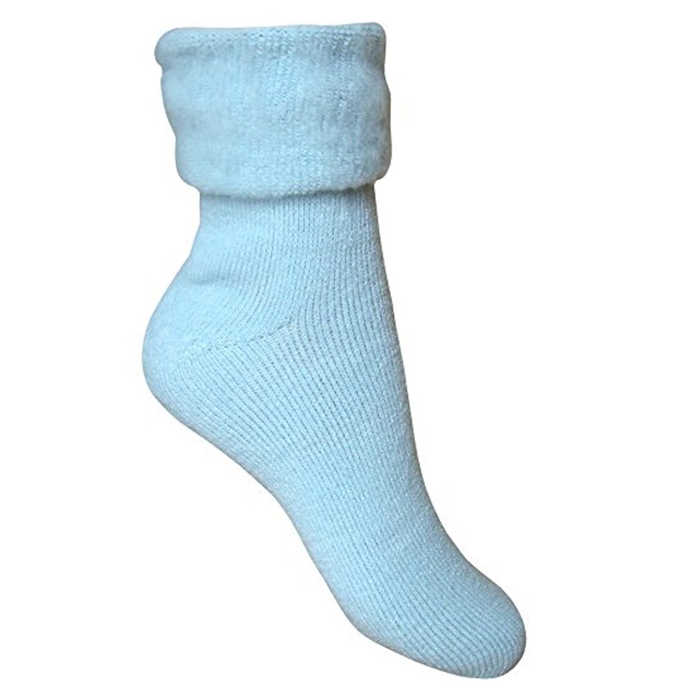 Teddyt's Women's Blue & Girls Super Soft Thermal Fleece Lined Warm Winter Bed Socks (Blue)
