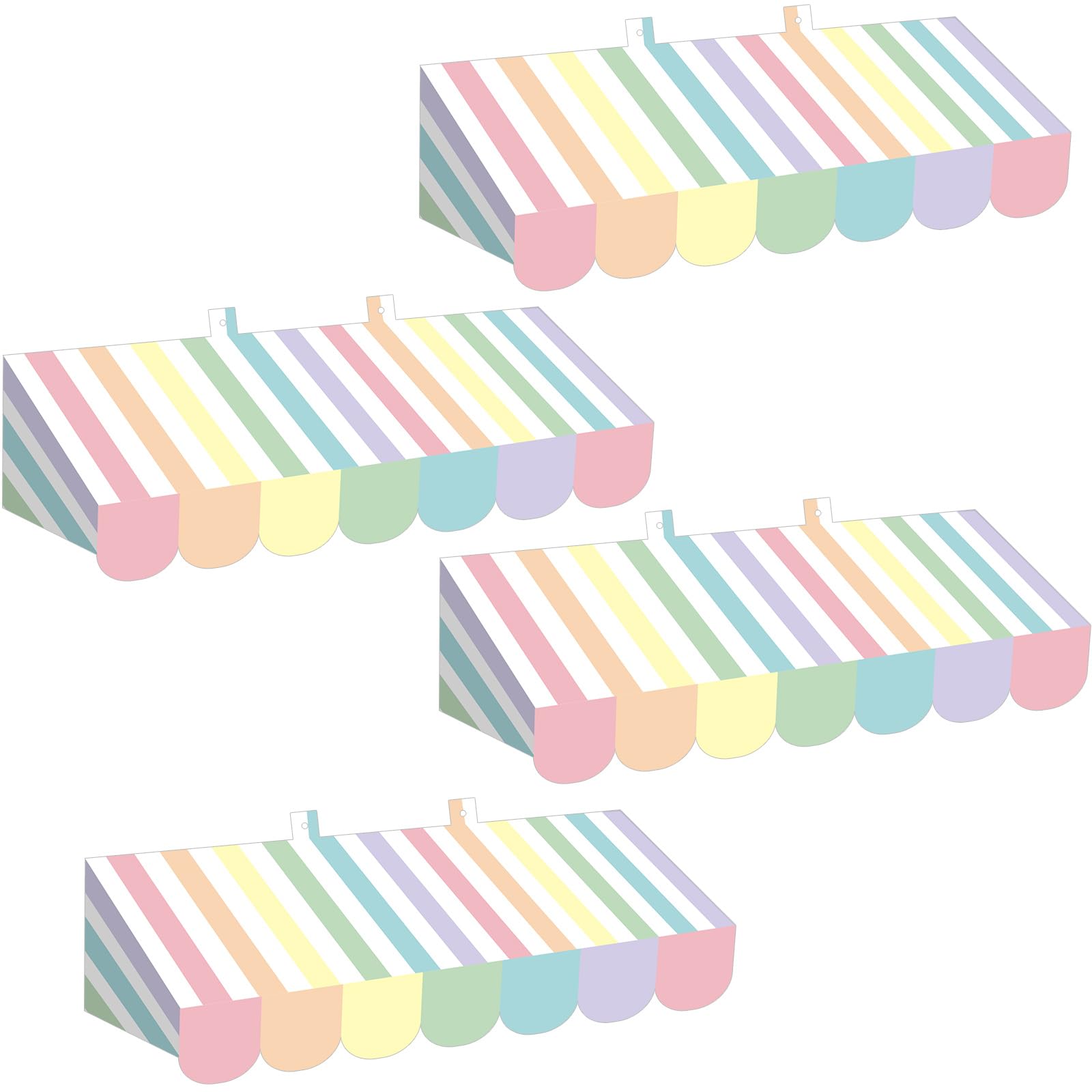 Tallew 4 Pcs 3D Cardboard Awning Wall Decor, Stripe, Pink and Yellow
