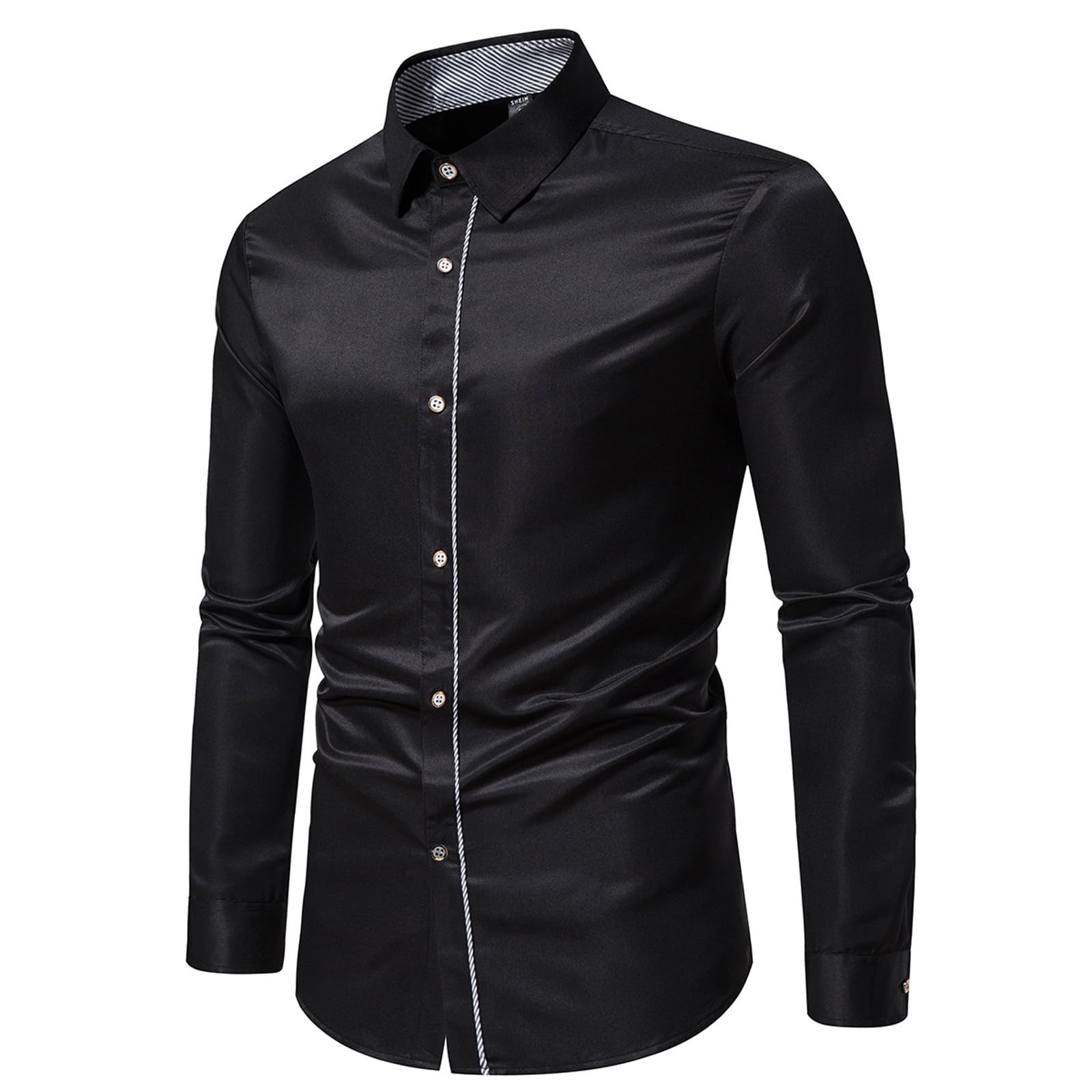 Mens Long Sleeve Dress Shirt Collared Casual Button down Shirts Semi Formal Business Office Work Shirts Tops Blouses