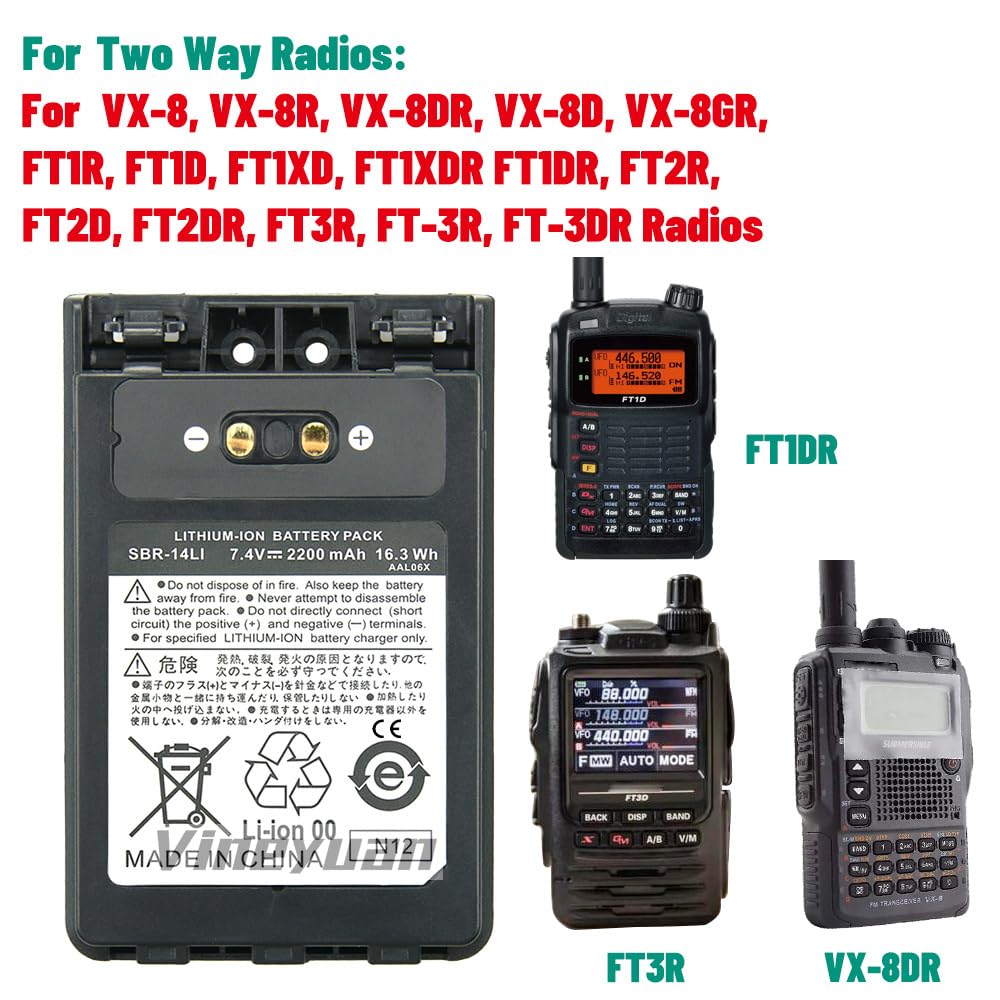 Batteria Agli Ioni Di Litio 2200mAh SBR-14LI - Ricambio Per Ricetrasmittenti Yaesu VX-8 E FT Serie - Foto 12