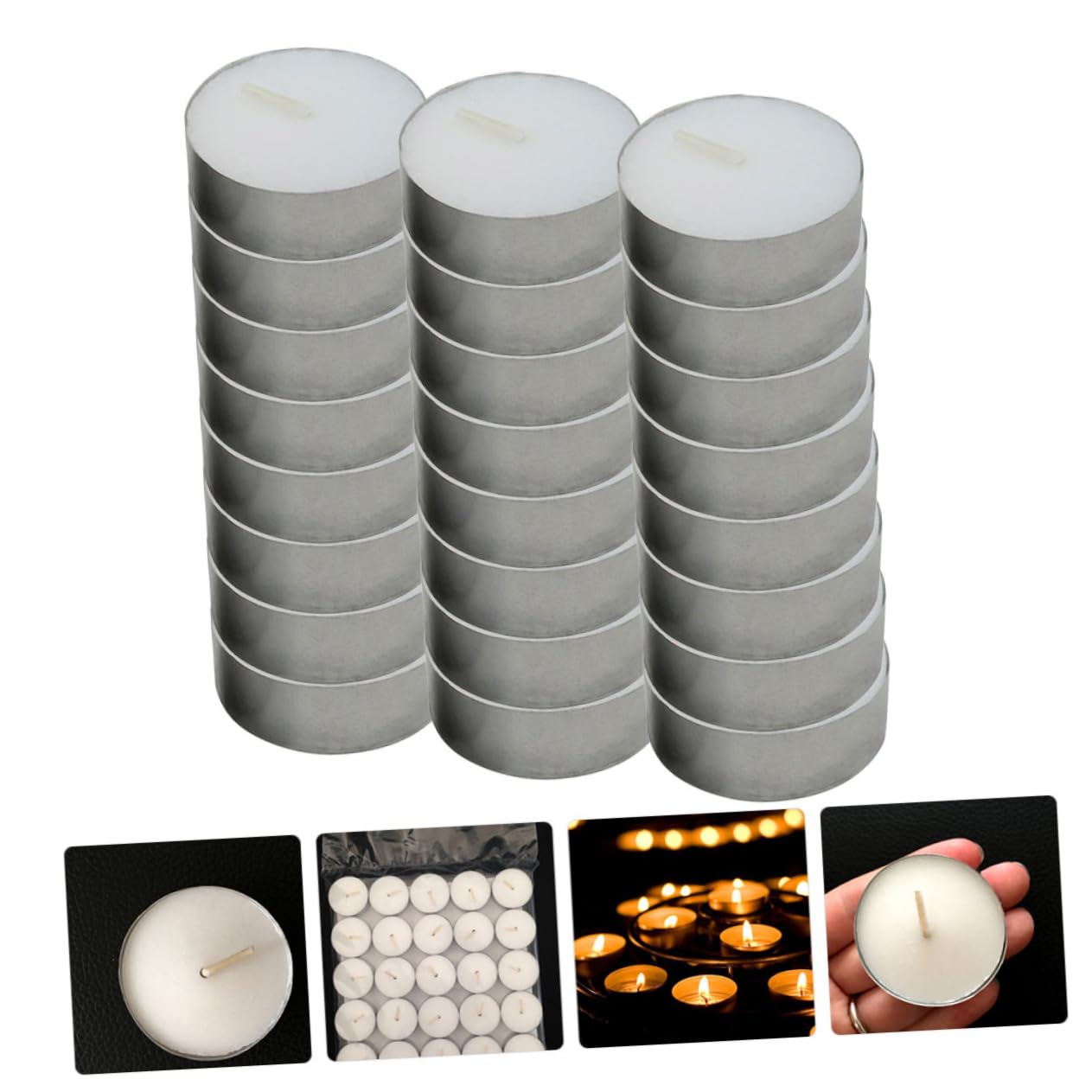 GARVALON 100pièces Bougies Miniatures Blanches Sans Fumée Lot De Bougies Thé Décoration Romantique Pour Maison Jardin Et Événements