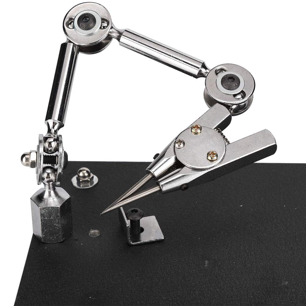 Stazione di Saldatura in Metallo con Base Pesata e Bracci Flessibili 2 Morsetti Regolabili per PCB, Gioielli, Modellismo per Riparazioni Elettroniche, Lavori Artistici, Uso Domestico