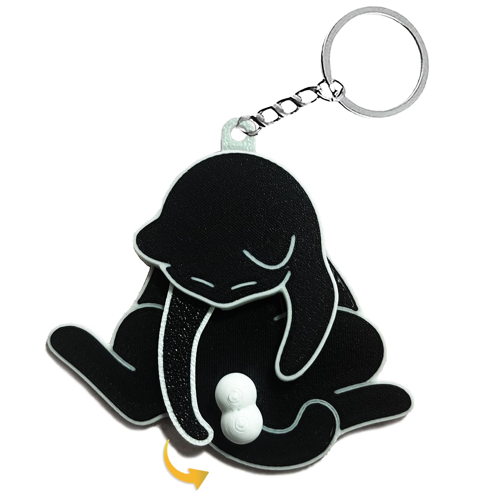Mischief Cat Interactive Keychain - Cat Play with Its Spinning Balls Funny Moving Pendant, Gag Gift for Kitten Lovers (Black)