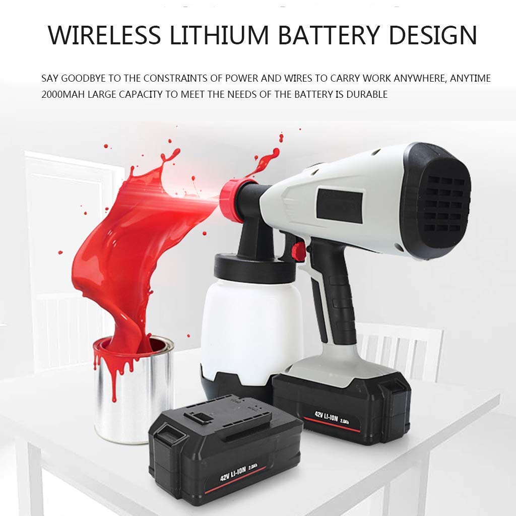 Pulverizadores de Pintura portátiles inalámbricos, Recargables, aerógrafo, batería de Litio de 2000 MAH, Sistema de Pistola de pulverización eléctrica de 42 V, 3 Patrones de Pulver