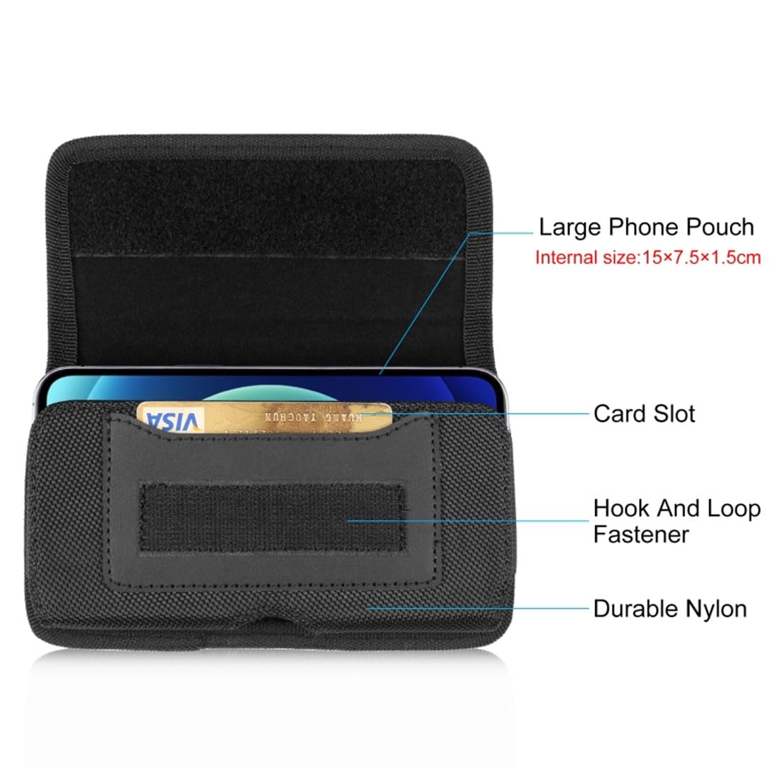 Cell Phone Horizontal Carrying Case Pouch W/Swivel Belt Clip Holster (2 Sizes - Foto 4