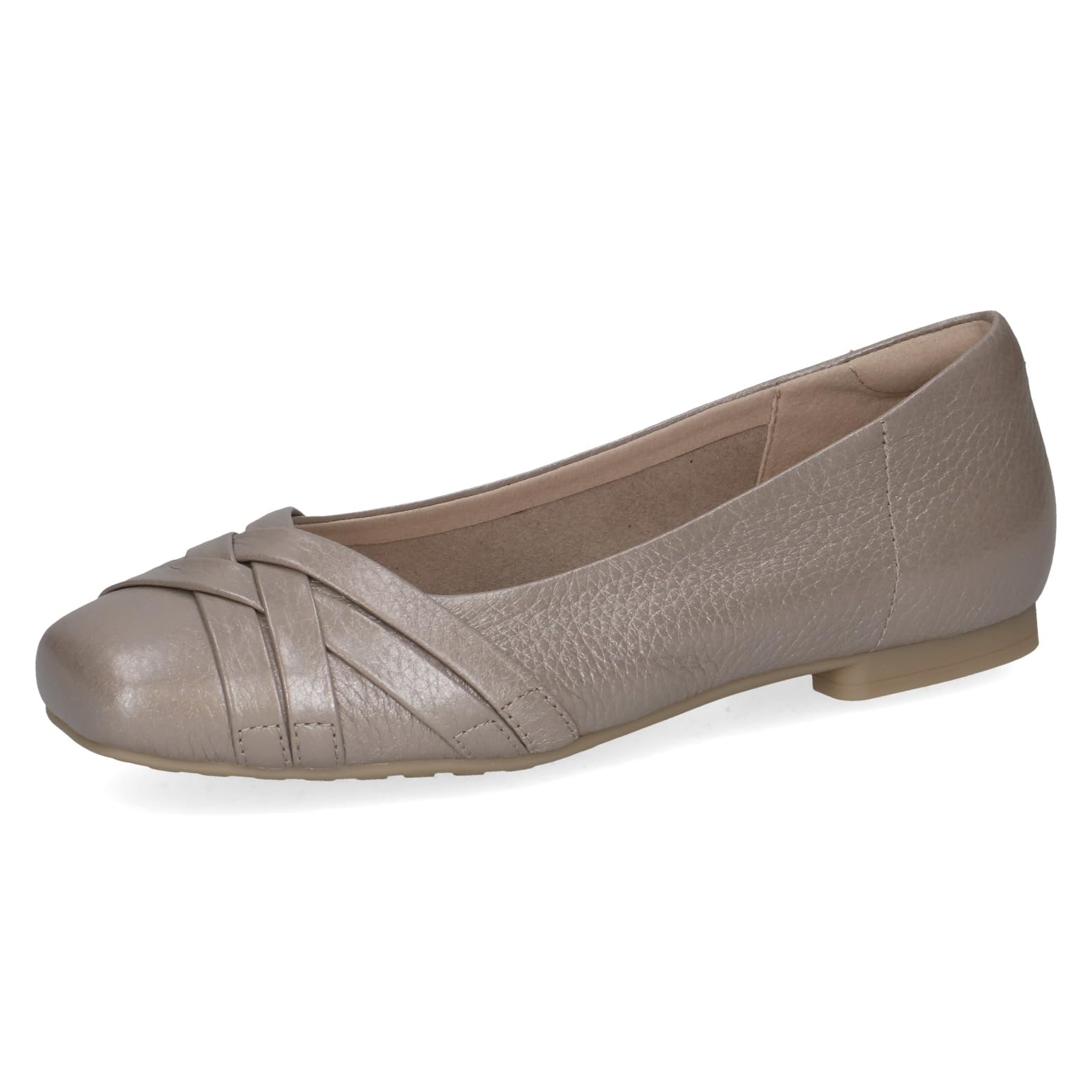 CAPRICE Women's Ballet Flats in Leather, Gray (Stone PER.Deer), 6.5 UK