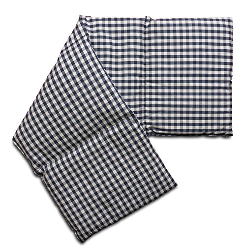 Cherry Stone Pillow - 23.6 x 7.8 in - 4 Chambers - Blue and White - Cotton bio - Thermic Cushion - Grain Cushion