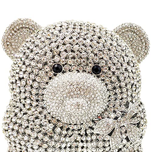 Image of Boutique De FGG Bear Evening Bags and clutches for Women Formal Crystal Clutch Purse Party Animal Rhinestone Handbags,Mini