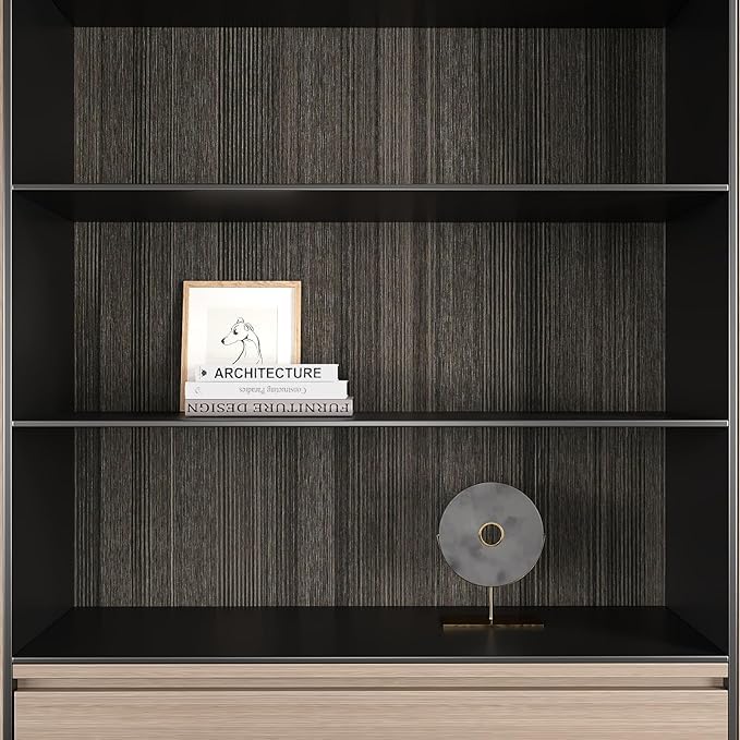Image of SUNBIRD Wood Furniture Wallpaper Vinyl, Self-Adhesive Wood Wall Paper, Almirah,Kitchen Home Decoration 24in x 3 Meter (Charcol Grey Wood)