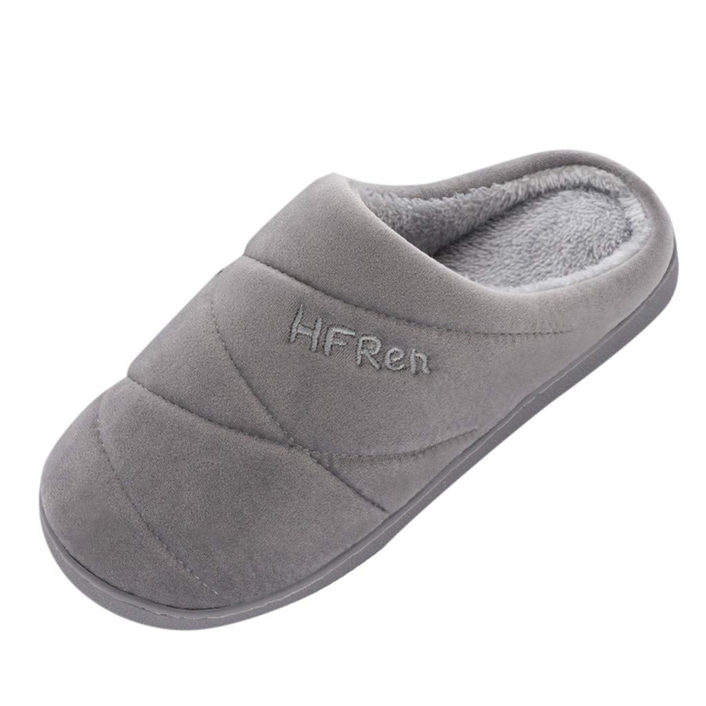 AnFeng Mens Couples Solid Colors Warm Non-Slip Floor Home Slippers Soft Indoor Shoes Indoor Slippers for Men Dark