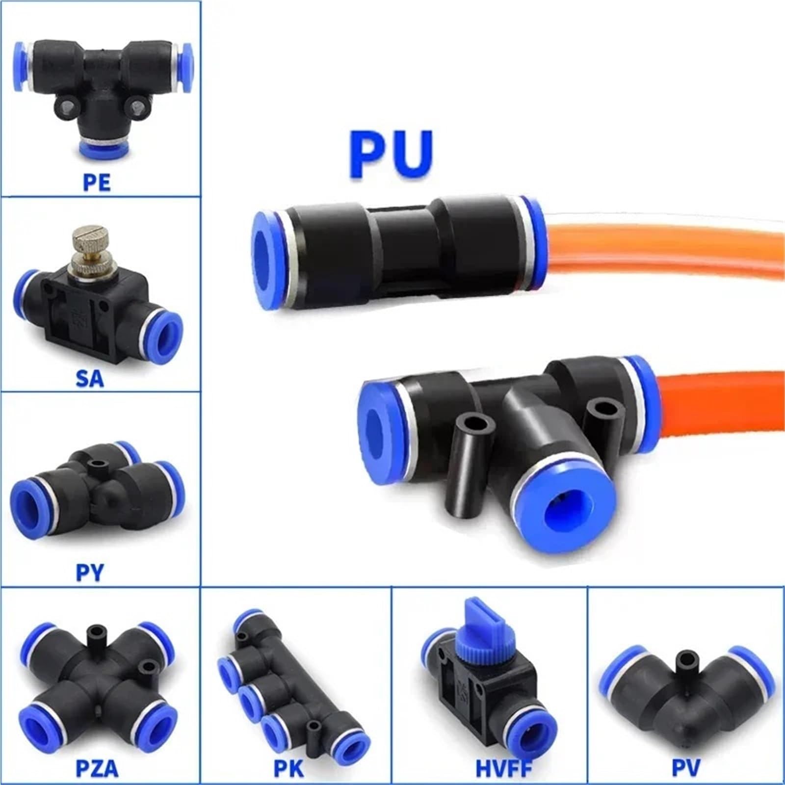 Conectores de tubería de poliuretano PY PK PE PV SA Conector de liberación rápida Tubo de aire de 14 mm Empuje en manguera 1 pieza (PY)