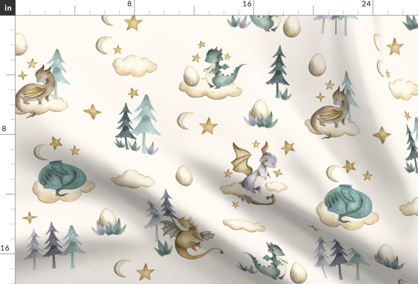 Spoonflower Fabric - Baby Dragon Whimsical Fun Cute Happy Cheerful Fantasy Mythical Beige Printed on Chiffon Fabric by The Yard - Sewing Fashion Apparel Dresses Home Decor