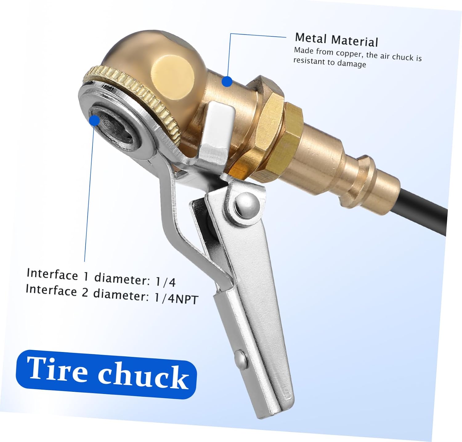 4pcs Tire Air Chuck Set Heavy-Duty Locking Air Chuck Quick Connect Tire Inflator Nozzle for Secure Grip and Easy Connection