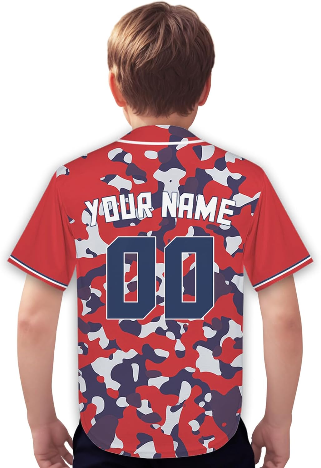 Custom Kids(4-7) Baseball Jersey Camo Design Shirt Personalized Name & Number Fans Gift for Kid Boys & Girls S-L For Slc Baseball Red Navy image 4 of 5 B0F4K7J8KM