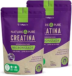 Creatina Pura 1kg Monohidratada Micronizada à 180 mícrons. 101% de Pureza em Laudo. Livre de Metais Pesados