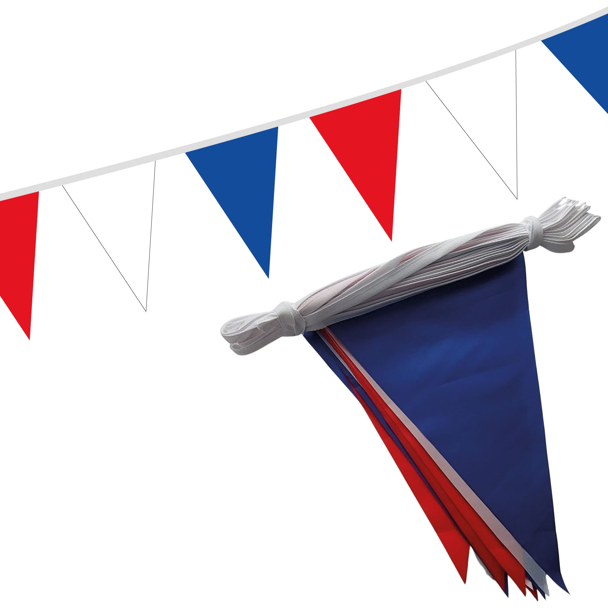 Red, White & Blue Triangle Bunting 10m/30ft Polyester Flag Garland Coronation Party