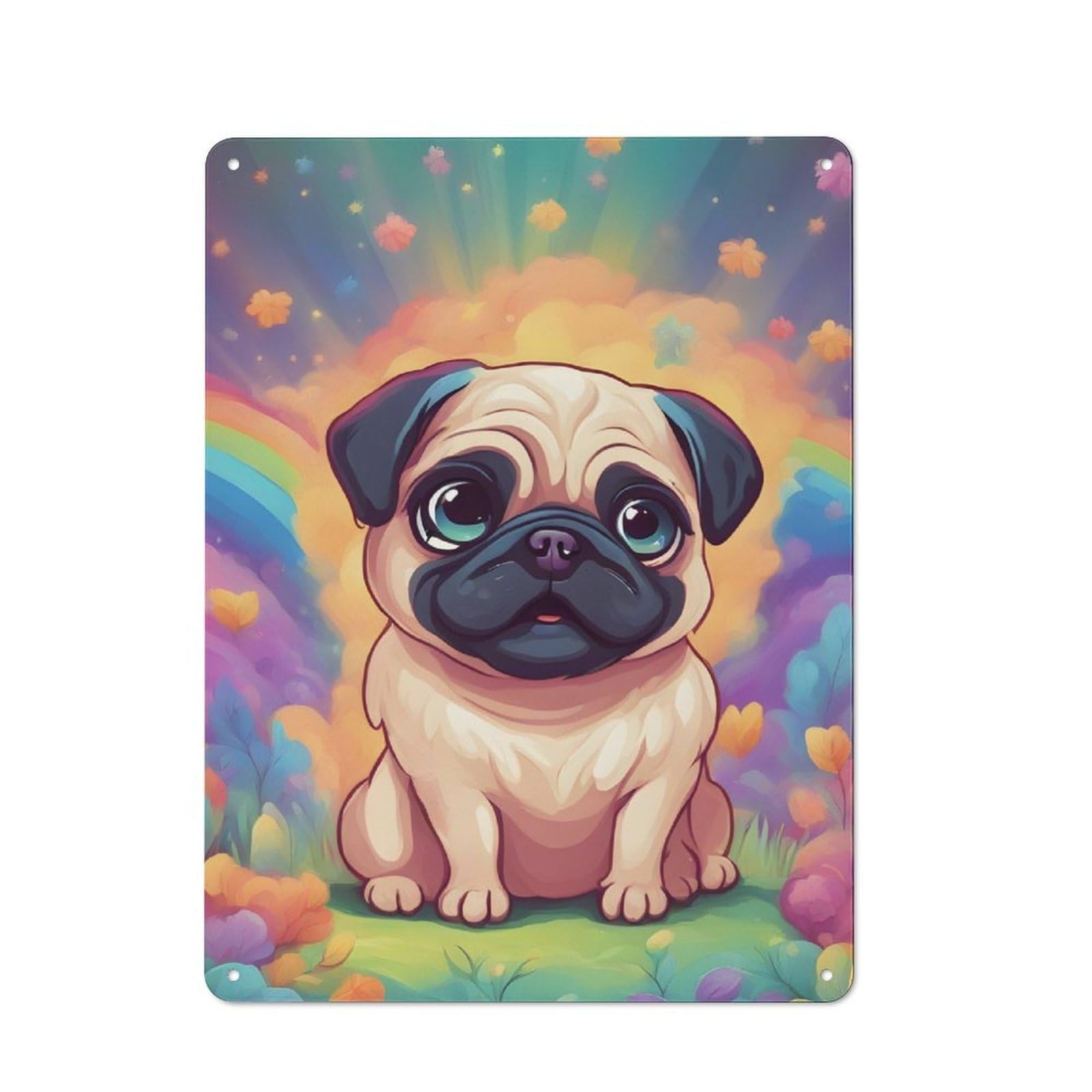 Junmoney Cute Pug Retro Tin Sign 40X30cm For Bar Or Restaurant, For Collectors Of Retro Metal Wall Decor