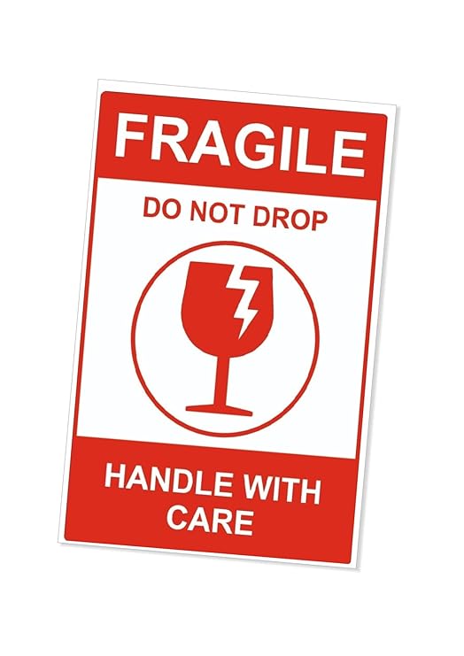 TrueAlly Large Fragile Stickers 100 x 150mm (4x6 inch) Strong