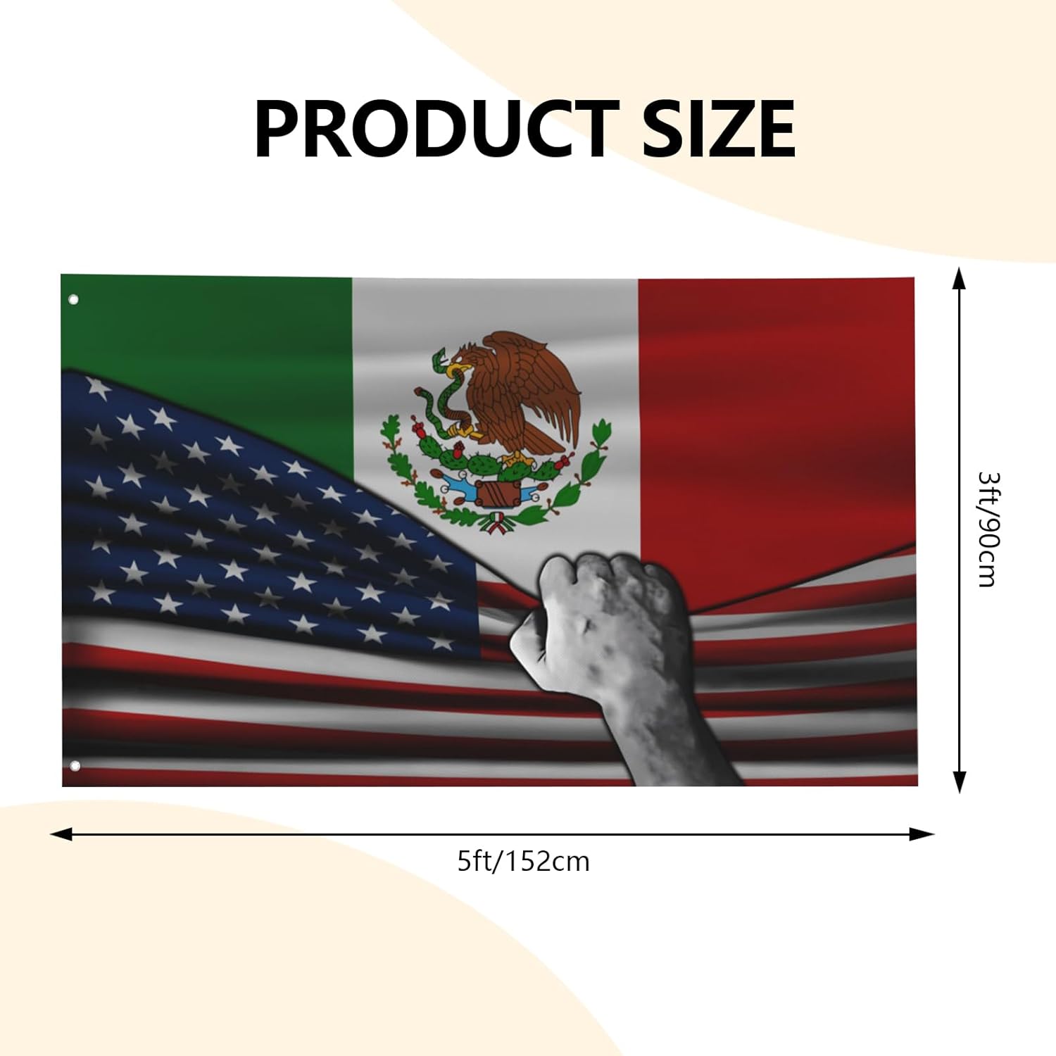Usa America American And Michoacan Mexico Mexican Flag 3x5 Ft Double-Sided Printed Indoor/Outdoor Flag Polyester Fabric Decorative Banner With 2 Brass Grommets 3x5 Foot Flags For Outside - Image 2