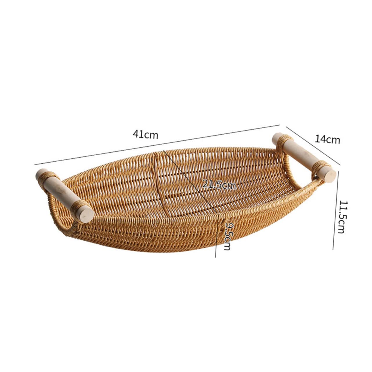 BEBEMOKO Imitation Rattan Fruit Bowl Woven Bread Baskets Rustic Basket Fruit Basket Desktop Decor Small Baskets Tray Bread Serving Basket Snack Tray Tabletop Decor Fruit Tray Pp re-usable