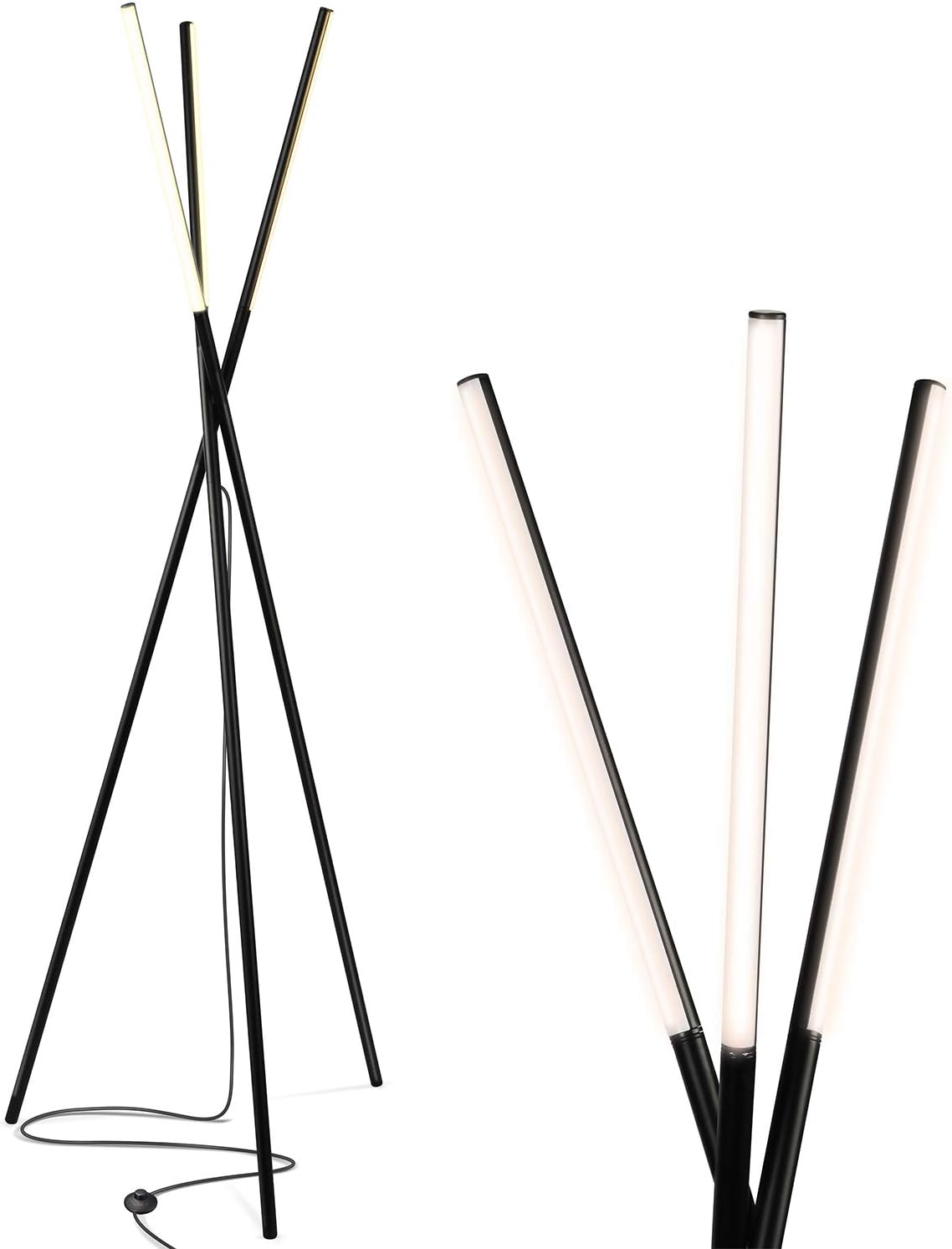 Stix Floor Lamp, Tall Tree Lamp for Offices, LED Tripod Lamp for Living Rooms, Great Living Room Décor, Dimmable Standing Lamp With 3 Lights for Bedroom Reading - Black