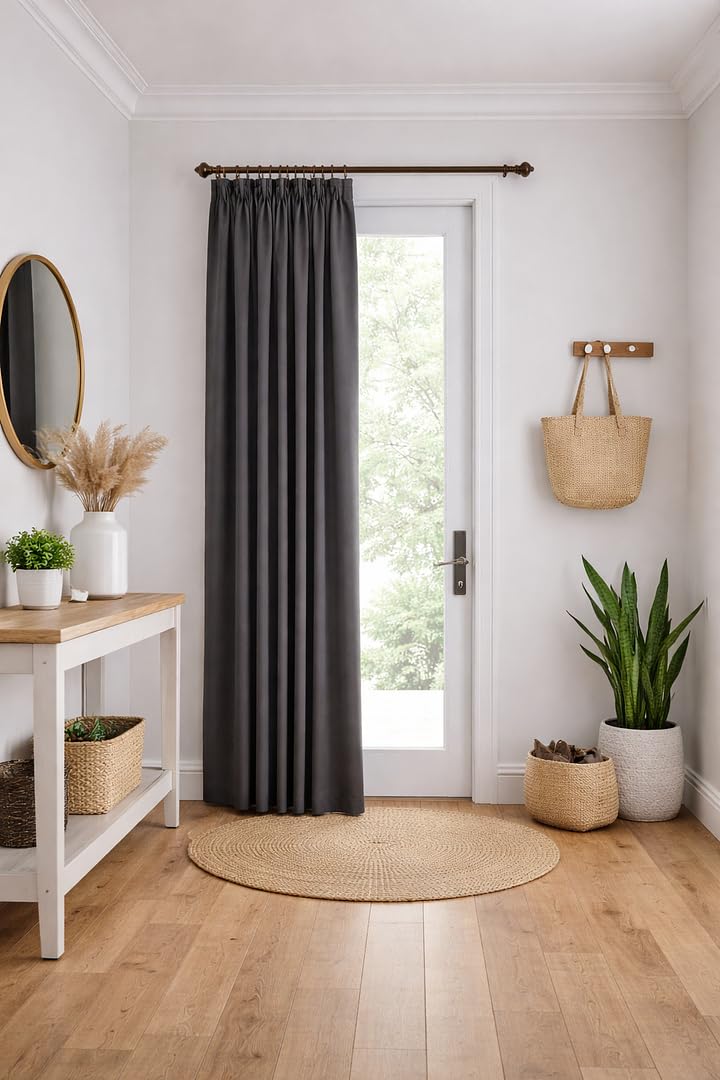 John Aird Blackout Curtains Pencil Pleat with Tie Backs (Grey, W 66" x L 84" (1 Panel) Thermal Energy Saving Curtains for Bedroom & Living Room