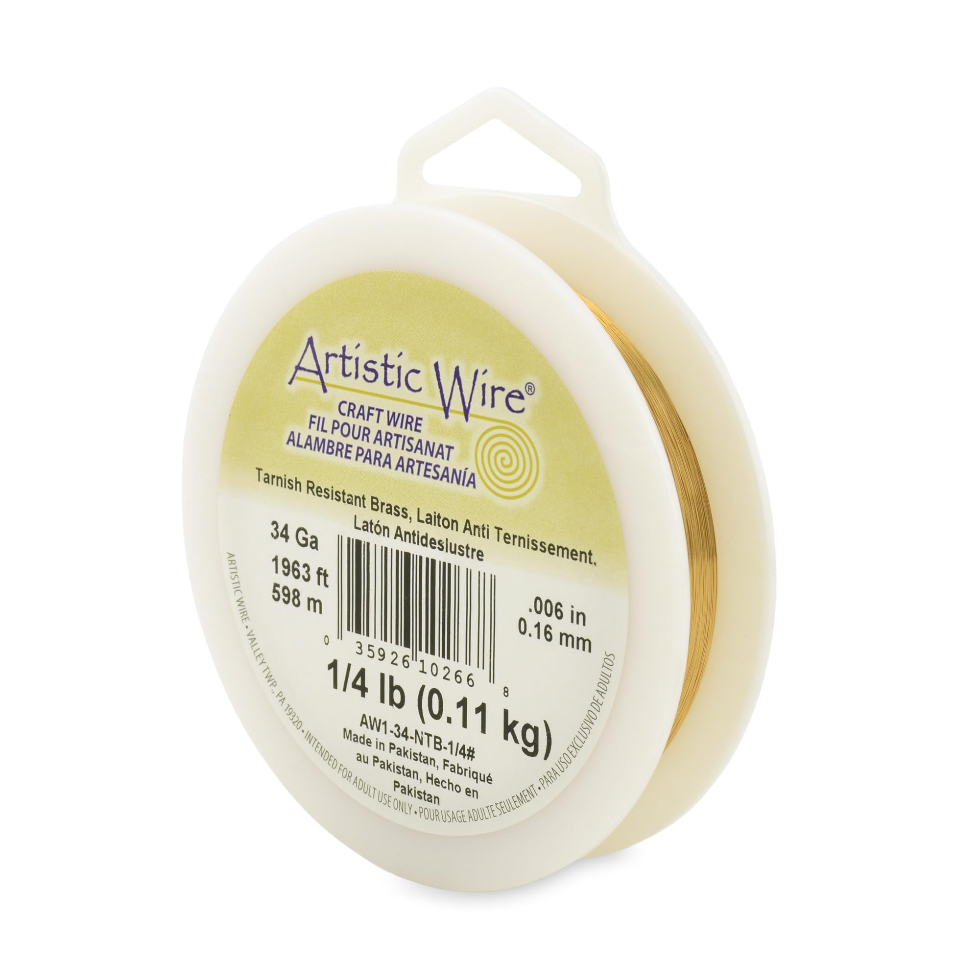 Artistic Wire Fil de Laiton 34-Gauge Bracelet Métallique Bobine 1/1,8 Kg pour Bijoux