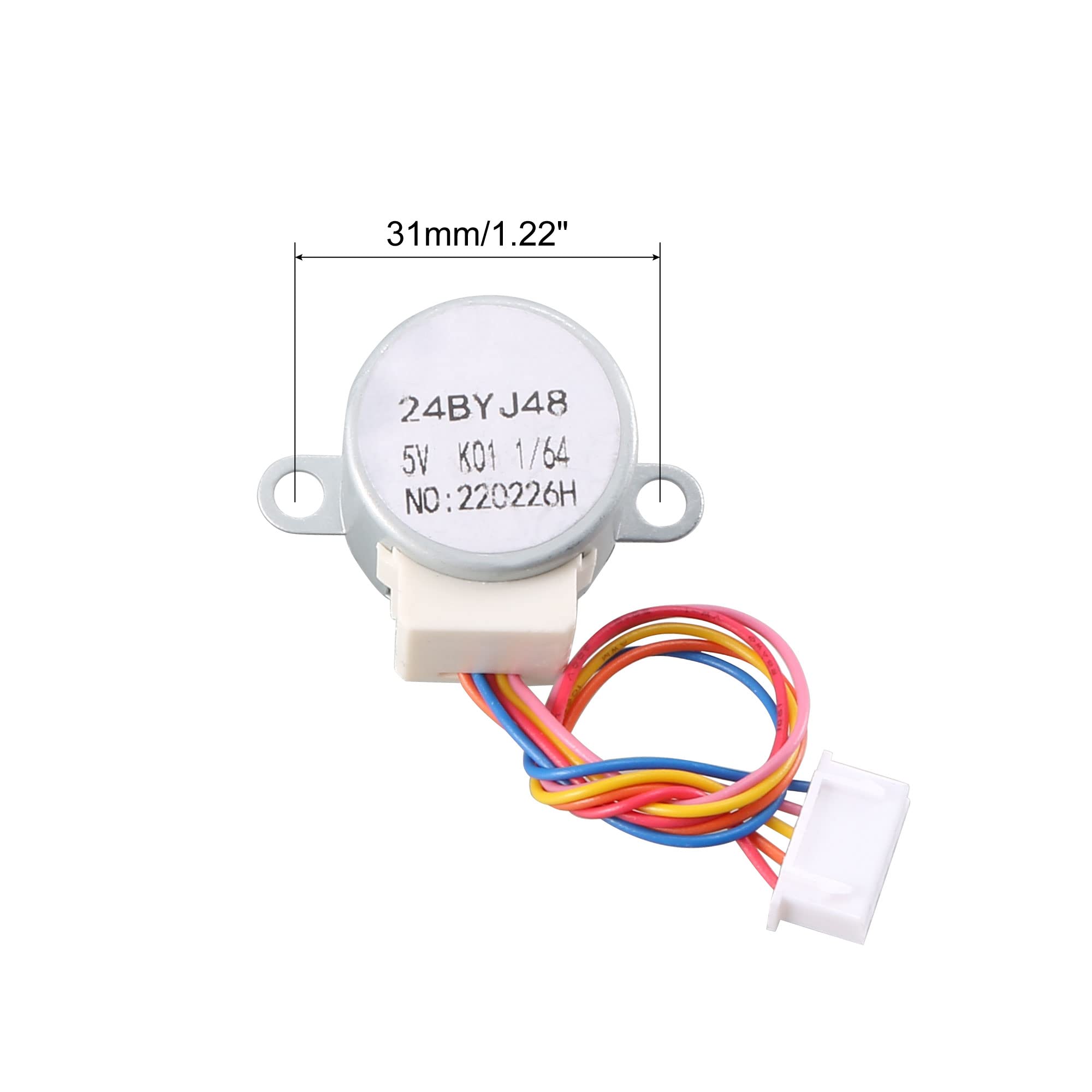 sourcing map 2Pcs 24BYJ48 DC 5V moteur Stepper réduction 4-Phase 5 fils 1/64 Rapport