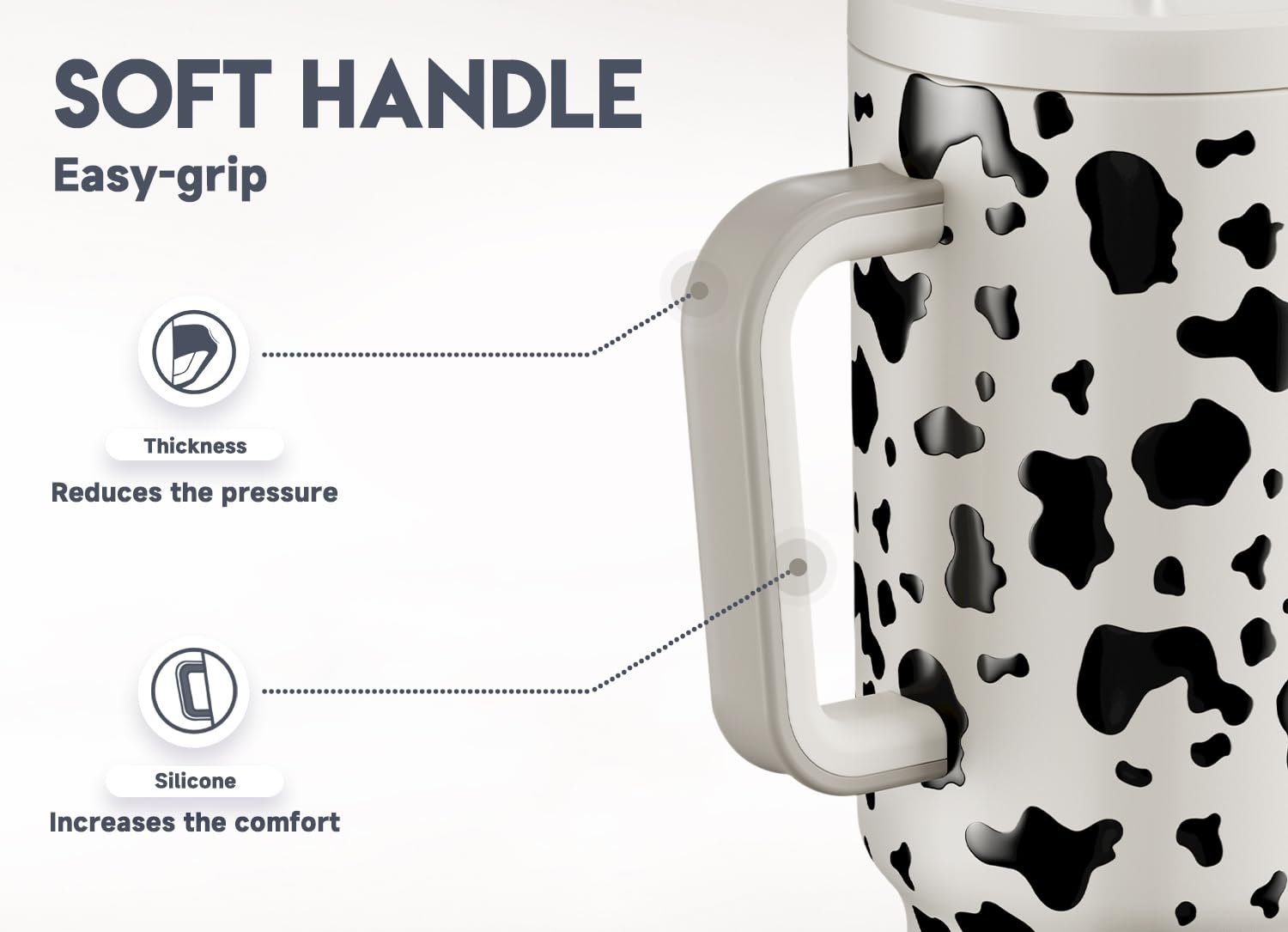 Meoky 40 oz Glow in the Dark Tumbler with Handle and Straw, Tumbler with Lid and Straw, Insulated Stainless Steel Travel Mug, 100% Leak-proof, Keeps Cold for 34 Hours (Butterfly): Cow 40 Ounces