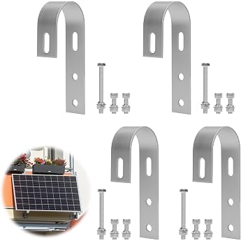 Pack of 4 Balcony Power Station Bracket Hooks Solar Panel Mount Universal PV Module Bracket Hooks Stainless Steel Power Station Brackets Balcony for Mounting Solar Panel