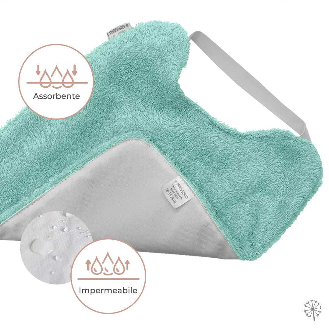 MIMUSELINA Bavaglini Asilo con Elastico Confezione da 5 - Bavaglini Impermeabili con Elastico in Spugna per Asilo e per Promuovere l’Autonomia - Bavaglini Grandi Lavabili con Interno Impermeabile