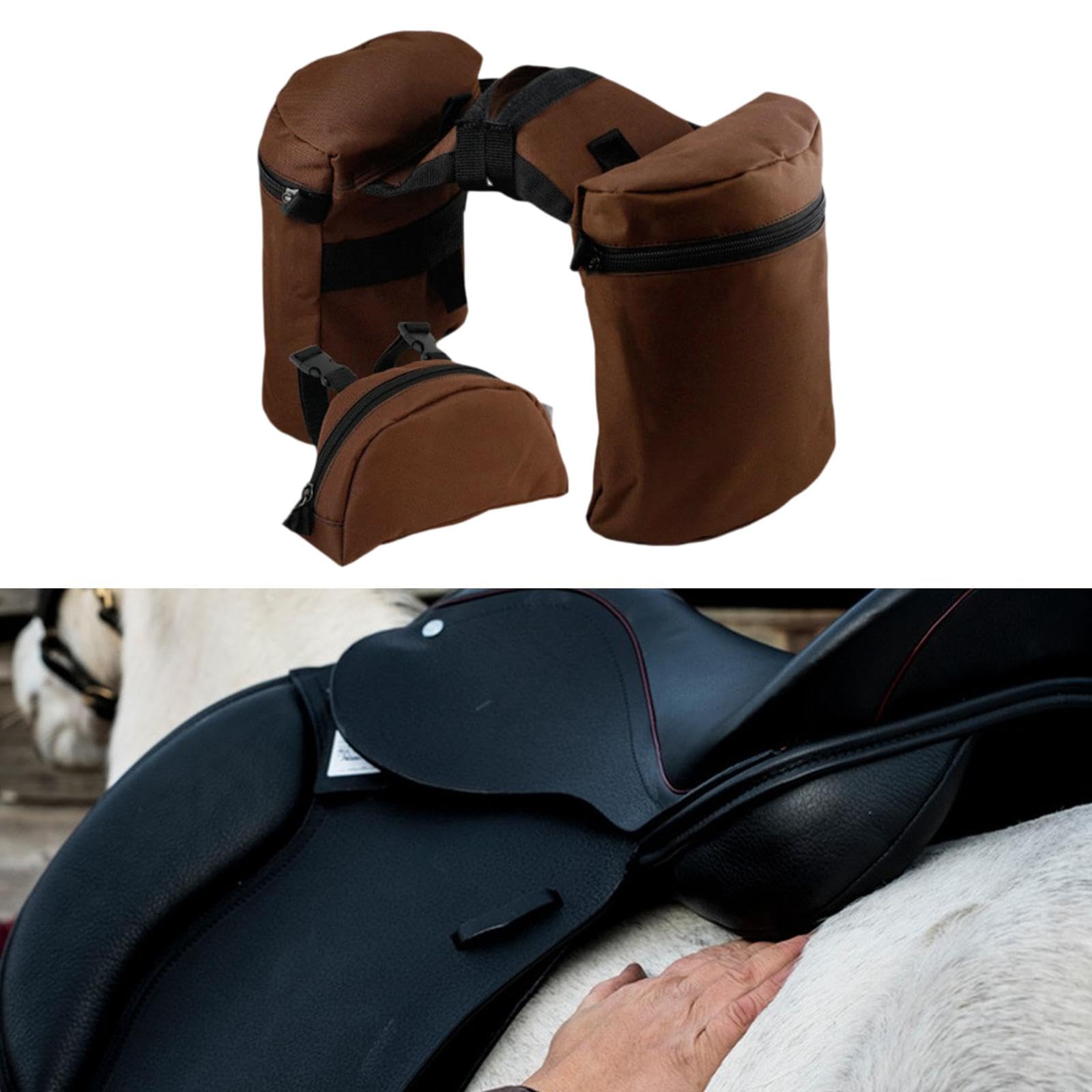Milageto Bolsas de Cuerno para Silla de Montar, Juego de alforjas para Caballo, Bolsa para Cuerno, Tela Oxford, diseño Occidental Elegante, práctica Bolsa para