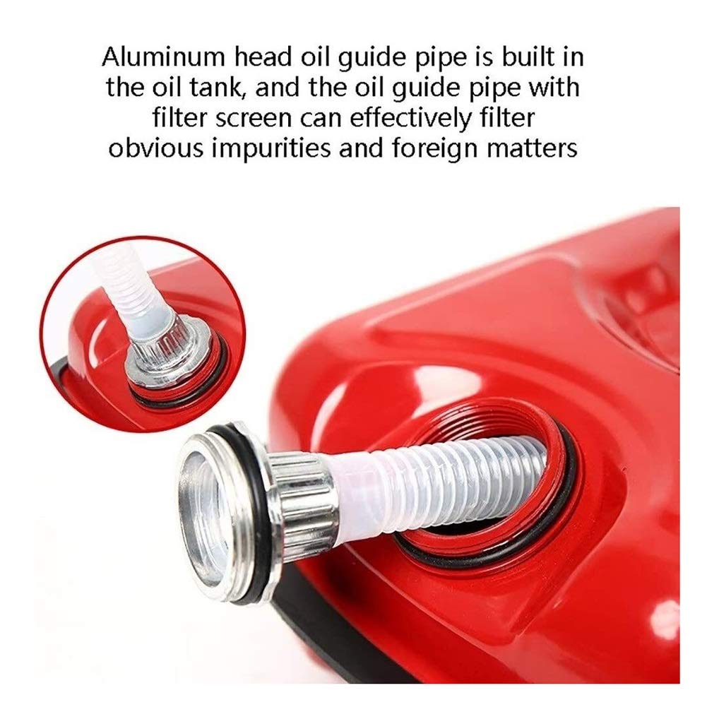 Bidón de Gasolina de Metálico Recipientes gasoli Tanque de Combustible Horizontal de 5L-20L, Lata de Gasolina de Metal Rojo, contenedor de Gasolina de Respaldo portátil - for Motocicleta SUV ATV Dirt