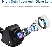 Vista 4 de B-Qtech Cámara de visión trasera de respaldo para vehículo AHD 1080P, lente ojo de pez ajustable de gran angular de 175° CVBS AHD conmutable, cámara