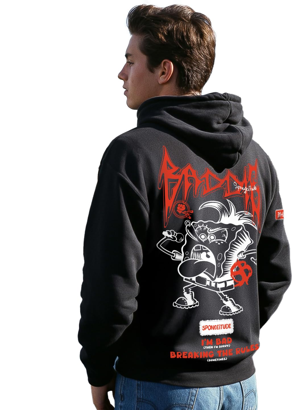 bewakoof X Spongebob Men's Fleece Oversized Fit Hoodies Heavy Duty® 1.0 | Hoodie for Men Winter Wear-picture-29