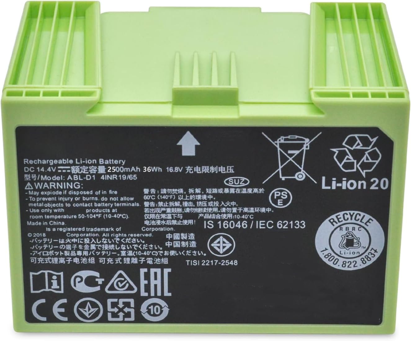 ABL-D1 i7 Battery Replacement for iRobot Roomba i and e Series i3 i3+ i7 i7+ i8 i6 i4 i4+ i7158 J7 7550 7150 e5 e6 e5150 e5152 e6198 4624864 4INR19/65 14.4V 36Wh 2500mAh