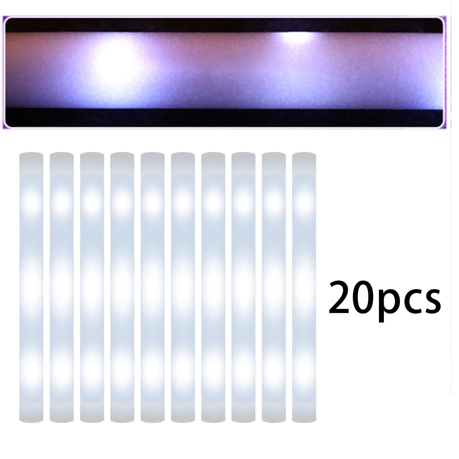 Generic 30 Pezzi Glow Rod Bastone Luminoso LED Schiuma per Feste Bambini Asta Spugna Luminosa Lunga Durata Gadget Divertente Animazione Adatto per Matrimoni E, 20 pezzi