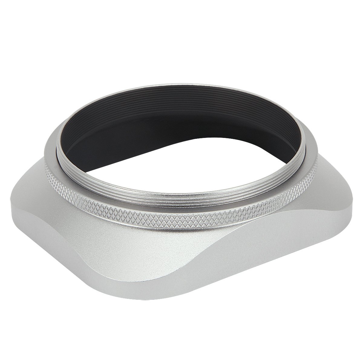 Haoge LH-W58T 58 mm kwadratowa metalowa przykręcana osłona obiektywu z nasadką do Canon EF 50 mm f1.4, Canon EF 85 mm f1.8, Canon EF-S 18-55 55-250 mm, Nikon AF-S NIKKOR 50 mm f1.8G obiektyw srebrny