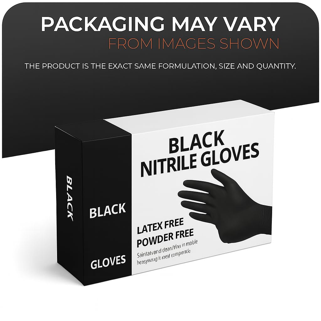 1000 guantes desechables de nitrilo negro, sin polvo, sin látex, multiusos, para uso industrial, mecánico, cabello y belleza, alimentos, limpieza (1000 guantes, grande)