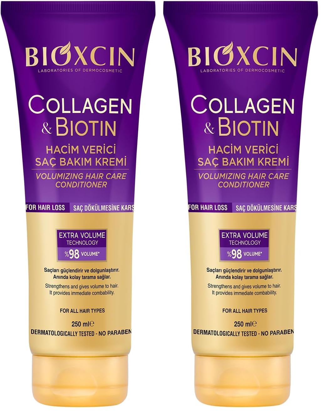 Bioxcin Collagen & Biotin Hacim Veren Saç Bakım Kremi 250 ml – İnce Telli ve Hacimsiz Saçlar İçin Dolgunlaştırıcı ve Nemlendirici Bakım (2 paketi)
