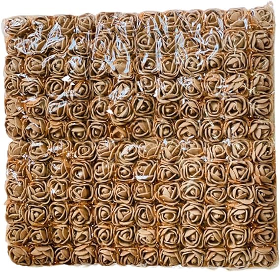 Witty Cuties Artificial Flowers Brown Artificial Roses Foam Flowers Real Looking Fake Foam Roses for Crafting Decoration DIY Wedding Bouquets Bridal Shower Flower Decoration Pack of 1 (144pcs)