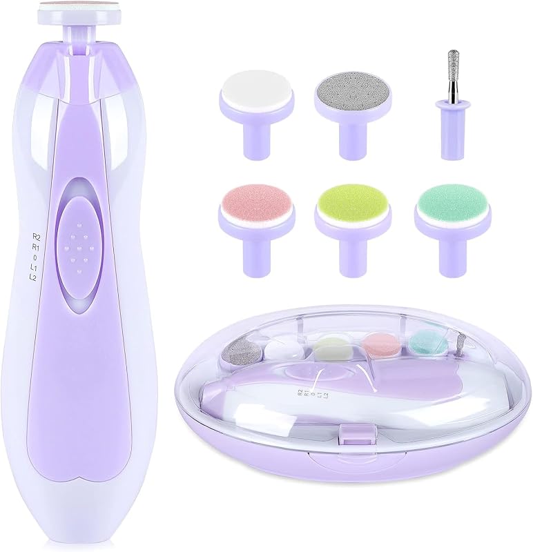 Qunlions life Cortauñas eléctrico para bebés, 6 en 1, cortaúñas para bebés, kit de aseo infantil, juego de manicura para niños pequeños o adultos, color morado