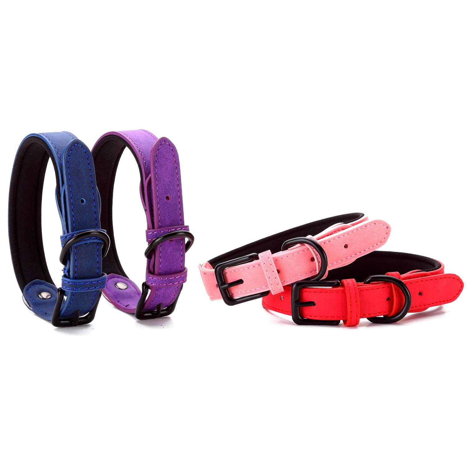 Petween Basic Soft & Comfy Adjustable Padded Pet Dog Collar, Leather Collars for Dogs