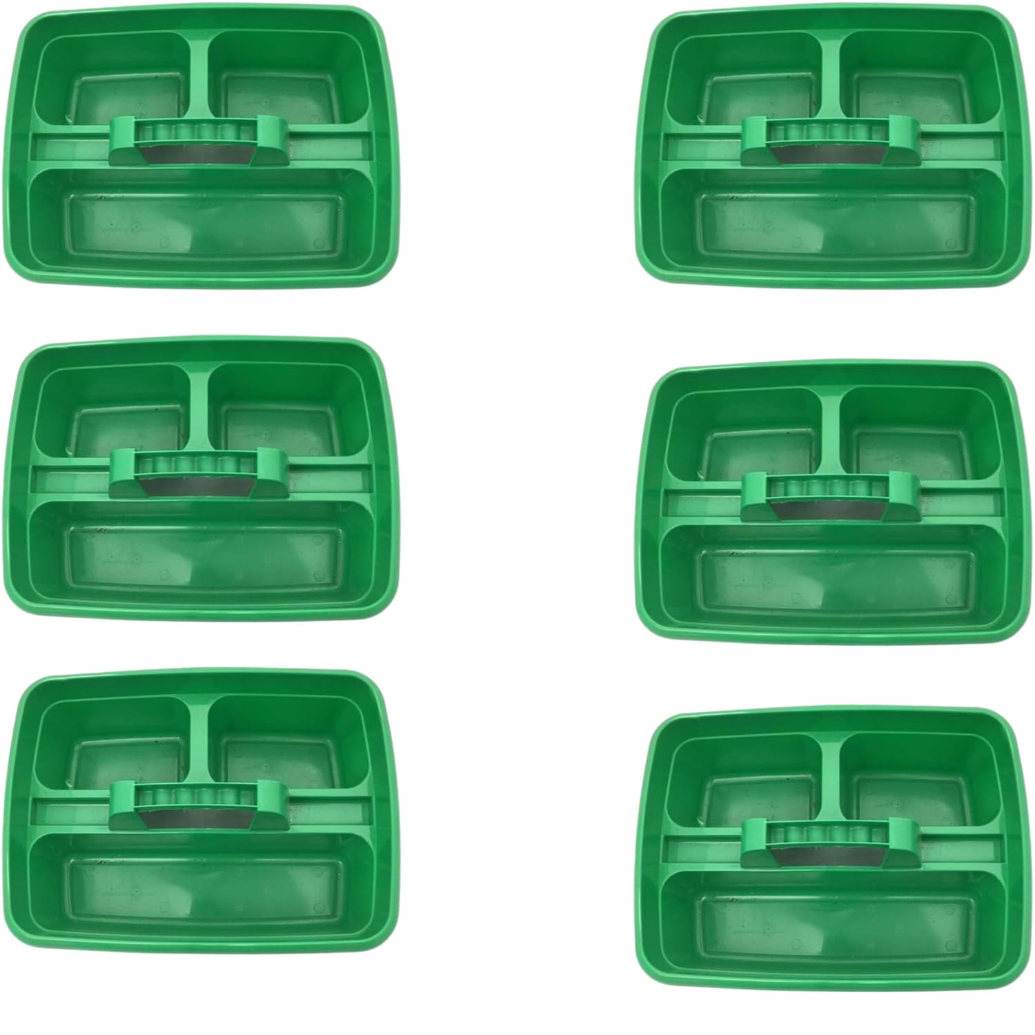 SuperPetStoreUK247 Caddy Tray – 12" x 15" 3 Compartment Polypropylene Carrying Container with Handle – Cleaning Tool Storage Caddy – Colour Coded – For Home Garden Equestrian Green Pack of 6