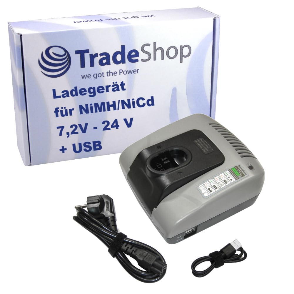 Trade-Shop Cargador de batería 7,2 V-24 V 2 A estación de carga NI-MH/NI-Cd compatible con Bosch 2607335685 2607335686 2607335082 2607335083 2607335097 2607335098