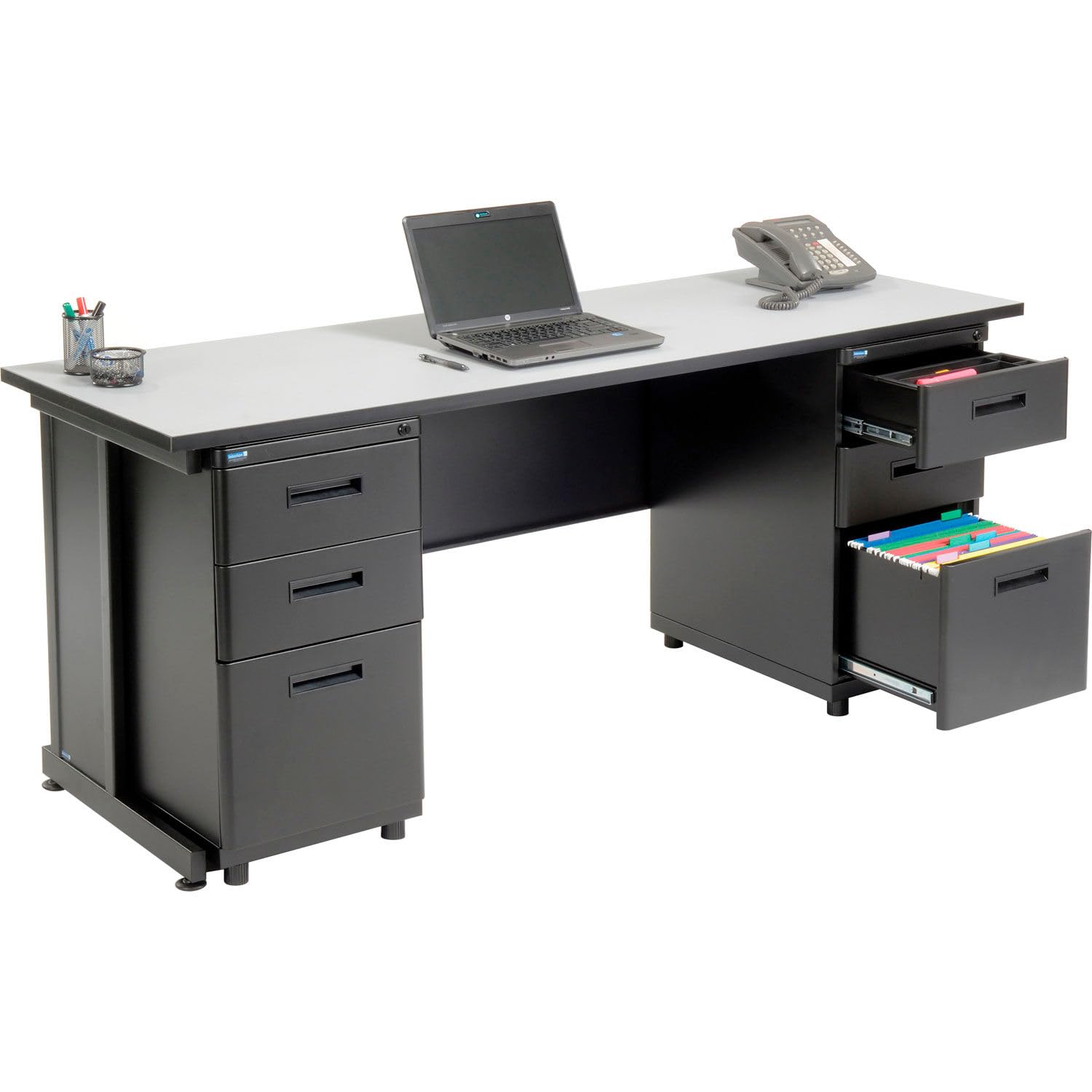Amazon.com: Interion Office Desk with 6 Drawers - 72